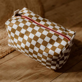 Rose & April Vic Washbag, Caramel Checkerboard