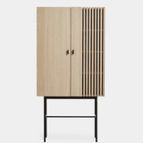 Woud Array Highboard, 80 cm - White Pigmented Oak / Black / Walnut