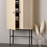 Woud Array Highboard, 80 cm - White Pigmented Oak / Black / Walnut