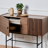 Woud Array Sideboard, 120cm - White Pigmented Oak / Black / Walnut