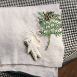 Fog Linen Holiday Ornament - White Bear