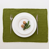 Linen Tales Placemat with Fringe, Christmas Green