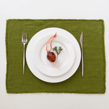 Linen Tales Placemat with Fringe, Christmas Green