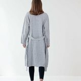 Tell Me More Linen Laval Robe, Grey & White - S/M