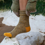 Rove Knitwear Fine Merino Wool Socks - Dark Yellow Marl, 8-11