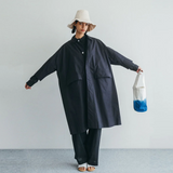 Fog Linen Cotton Pallavi Coat - Midnight