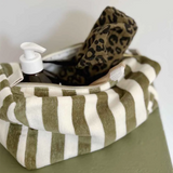 Rose & April Vic Terry Wash Bag - Khaki Stripes was £30