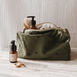 Rose & April Vic Washbag - Khaki Hearts