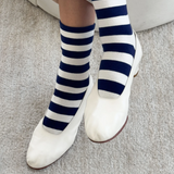 Le Bon Shoppe Wally Socks - Wide Navy Stripe