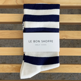 Le Bon Shoppe Wally Socks - Wide Navy Stripe