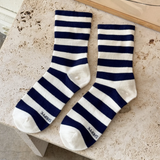 Le Bon Shoppe Wally Socks - Wide Navy Stripe