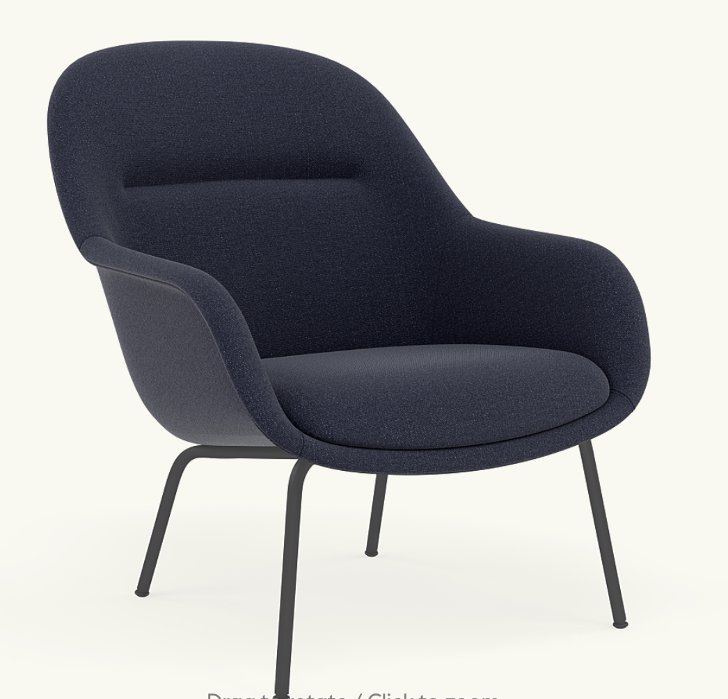 MUUTO Fiber Lounge Armchair, Ericture 780 Fabric / Black Base - EX DISPLAY, WAS £1849 - Tea and Kate