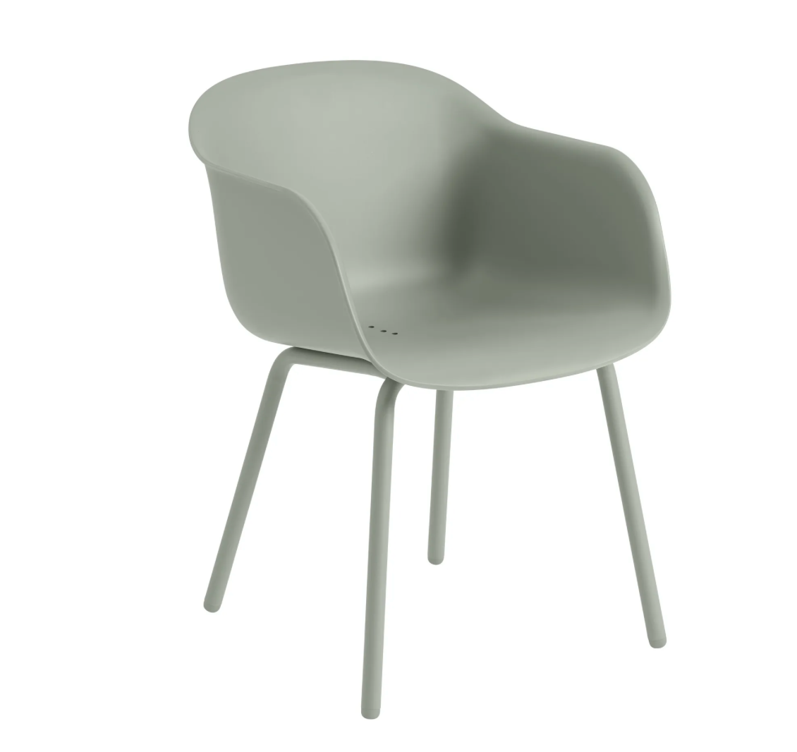 MUUTO Fiber Armchair, Metal Legs, Dusty Green - EX DISPLAY, WAS £279.00 - Tea and Kate