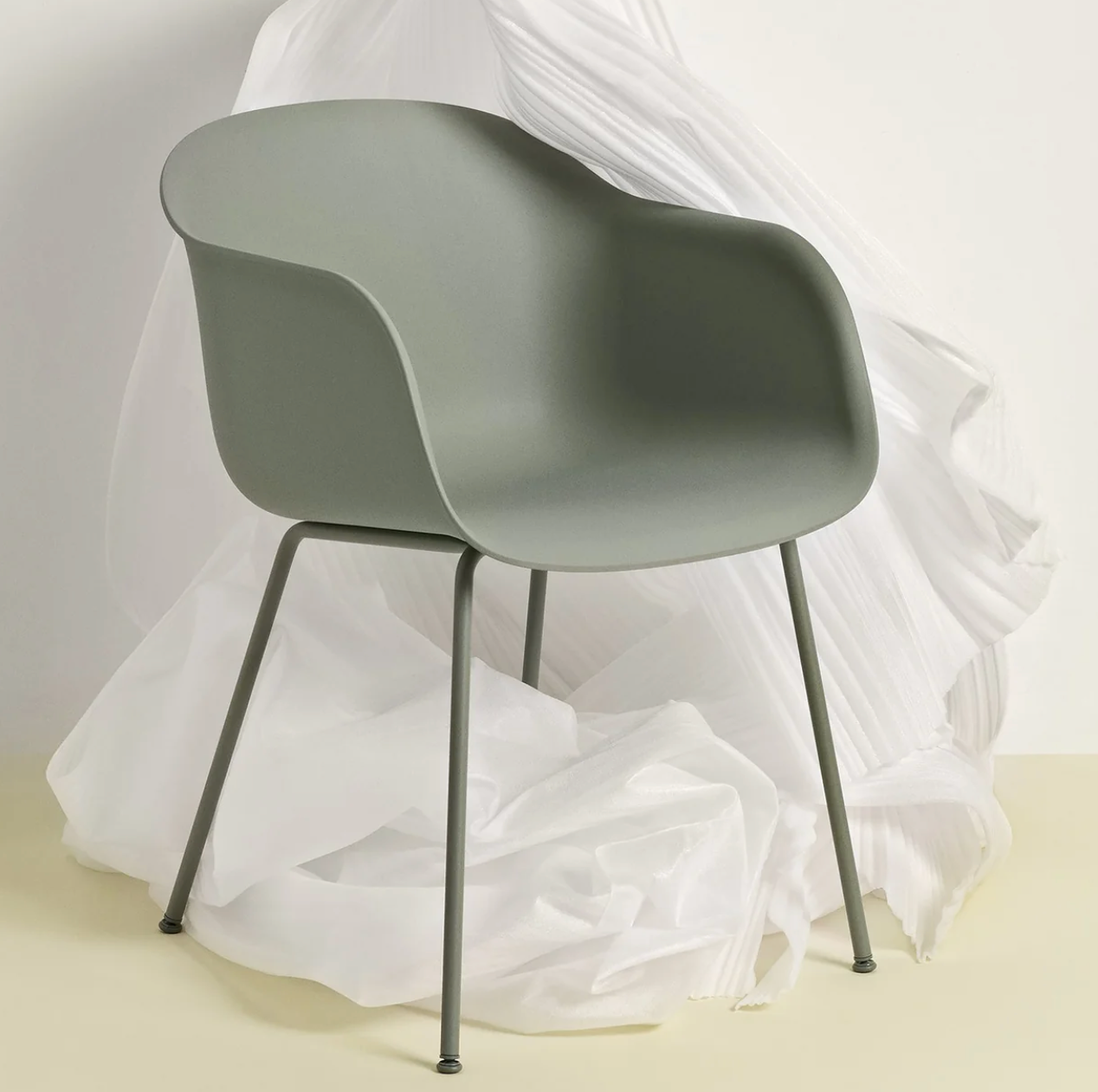MUUTO Fiber Armchair, Metal Legs, Dusty Green - EX DISPLAY, WAS £279.00 - Tea and Kate