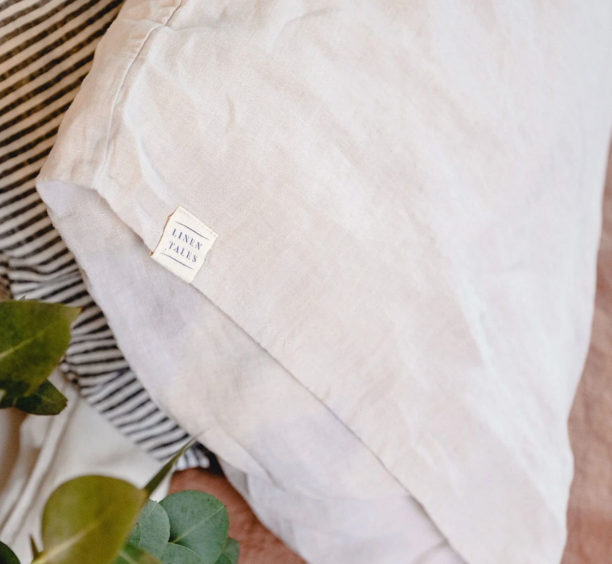 Linen Tales Square Pillowcase, Silver Linen - WAS £38 - Tea and Kate