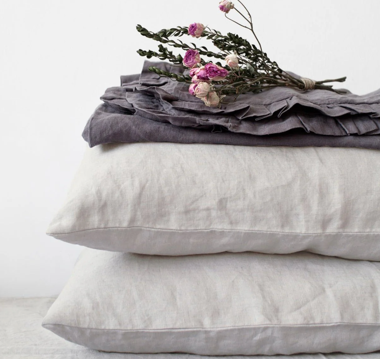 Linen Tales Square Pillowcase, Silver Linen - WAS £38 - Tea and Kate