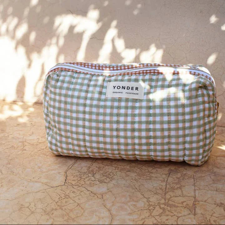 Yonder Organic Cotton Wash Bag - Sage Gingham was £29.99 - Tea and Kate