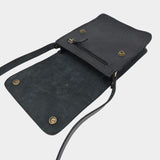 T + K Artisan Black Small Leather Crossbody Bag with Pop Bag Closure