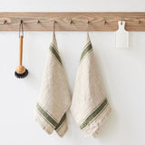 Linen Tales Green Stripe Vintage Linen Kitchen Towel