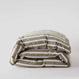 Tell Me More Duvet Cover Cotton Olive Stripe