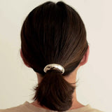 Nar'sha Narrow Crescent Metal Cuff Hair Tie Silver