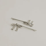 Nar'sha Ribbon Metal Hair Bobby Pins Silver
