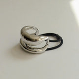 Nar'sha Wide Sculptured Metal Ponytail Hair Tie Silver
