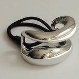 Nar'sha Wide Sculptured Metal Ponytail Hair Tie Silver