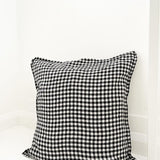 Linge Particulier 100% Linen Cushion Cover, 50x50cm - Black Checks