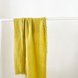 Linge Particulier Fringed Bed Throw, 135x200cm - Ochre, was £135