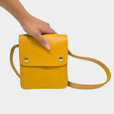 T + K Artisan Yellow Small Leather Crossbody Bag with Pop Closure