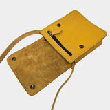 T + K Artisan Yellow Small Leather Crossbody Bag with Pop Closure