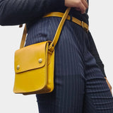 T + K Artisan Yellow Small Leather Crossbody Bag with Pop Closure