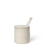 Flow Jar with Spoon  Off-White Speckle