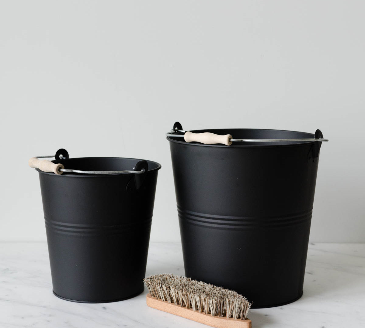 Set Of Two Black Metal Buckets was £38 - Tea and Kate