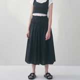 Fog Linen Silk/Cotton Nisha Drawstring Skirt - Noir was £265