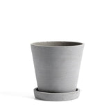 Medium Grey Flowerpot With Saucer