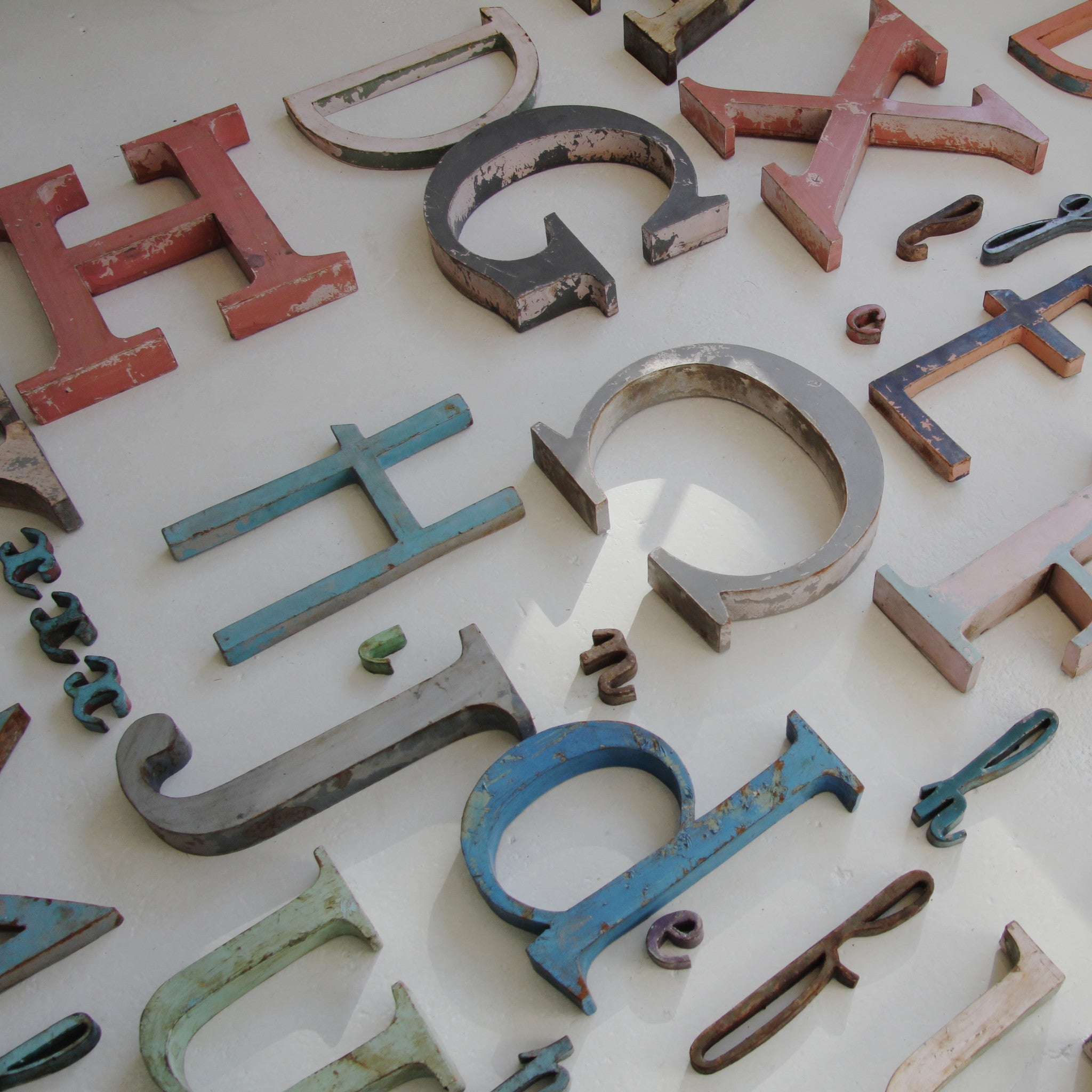 Vintage French metal letters full alphabet large - Tea and Kate