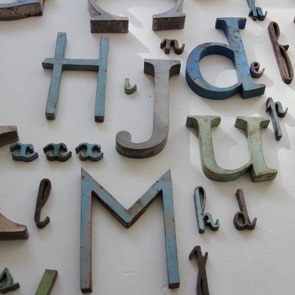 Vintage French metal letters full alphabet small - Tea and Kate