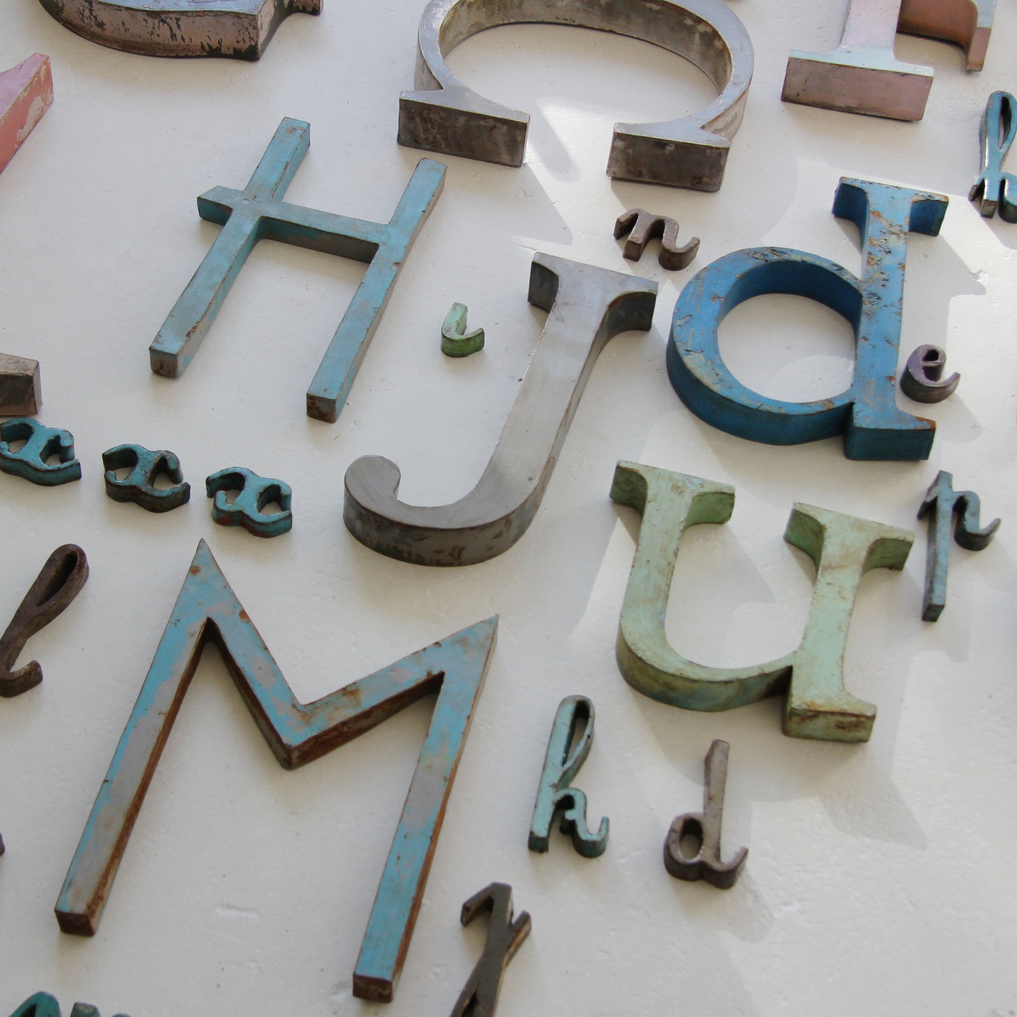 Vintage French metal letters full alphabet medium - Tea and Kate
