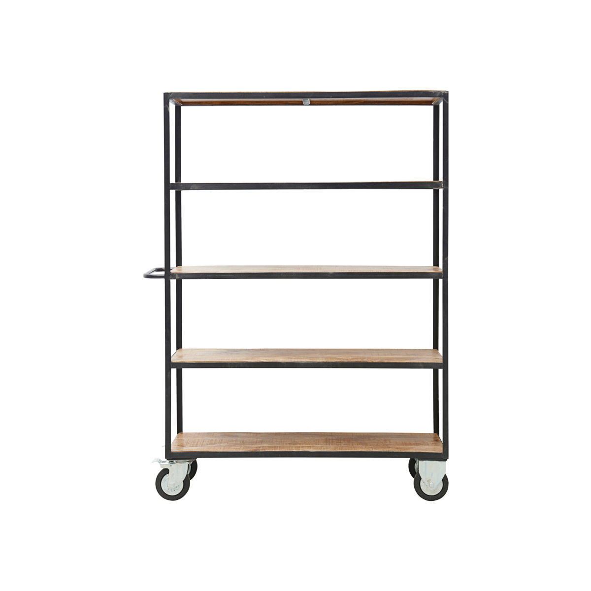INDUSTRIAL Shelving unit CASTOR wheels Black/Wood - Tea and Kate