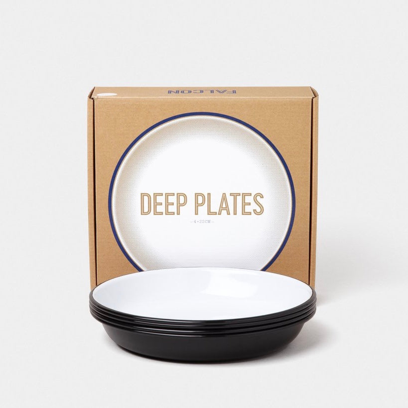 Coal black deep plates set of 4 - Tea and Kate