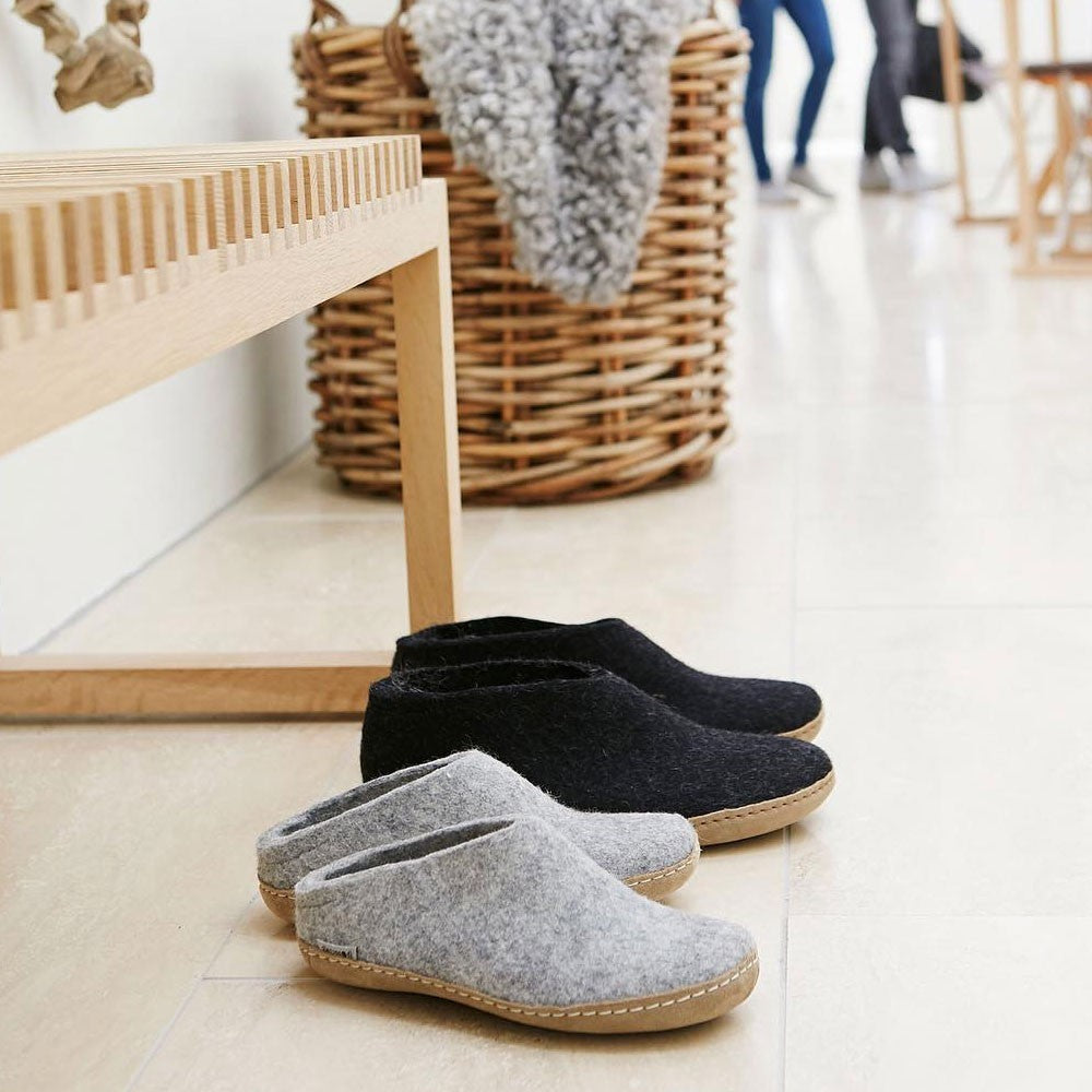 Felt house shoe junior charcoal was £42 - Tea and Kate