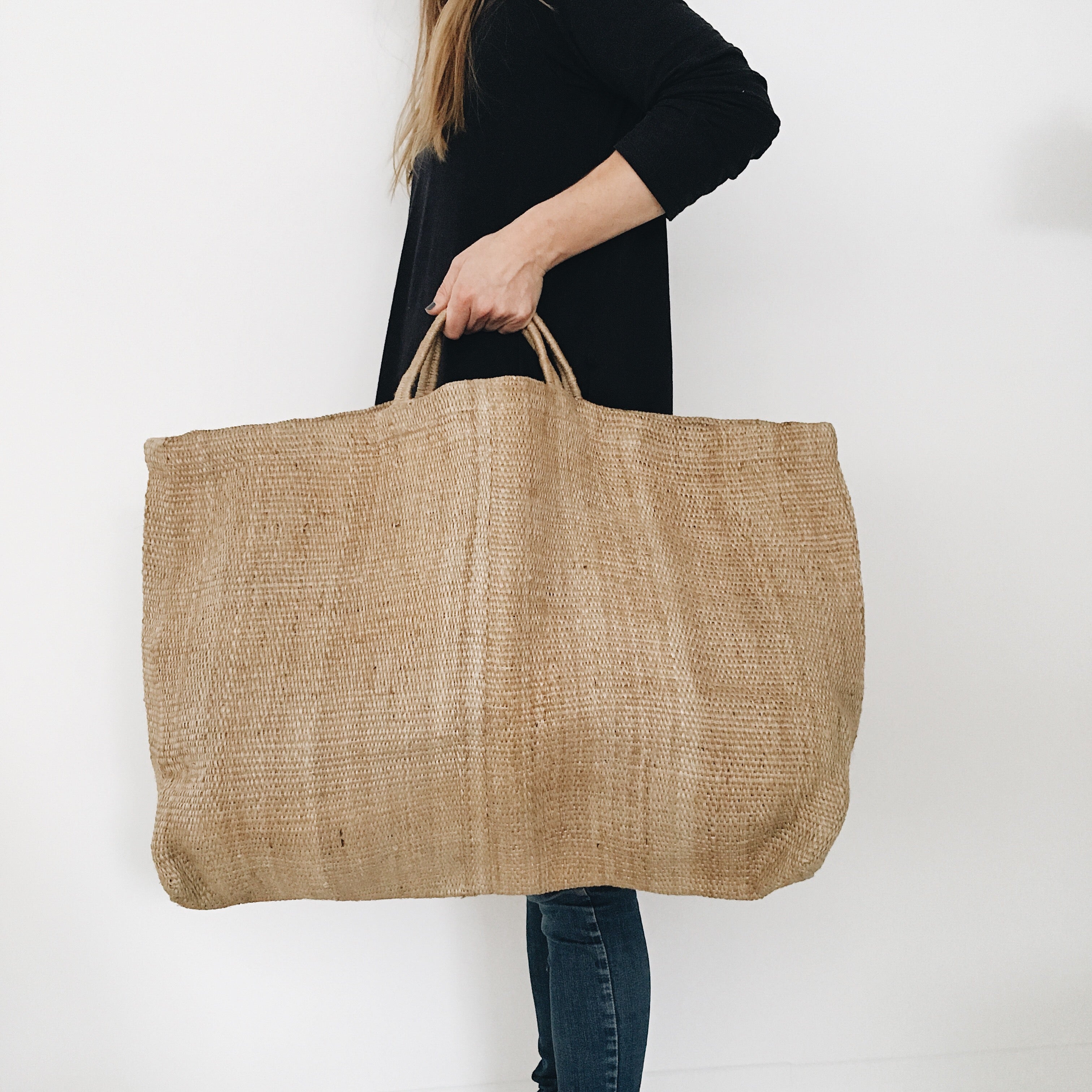 Poresh large jute holdall bag - Tea and Kate